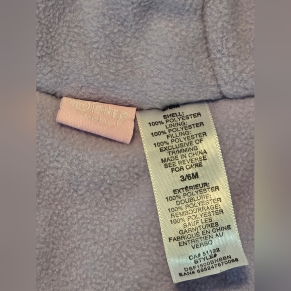 Disney Minnie Mouse Baby 3-6Month Winter Suit Bunting Snowsuit Fleece Purple - Picture 3 of 3